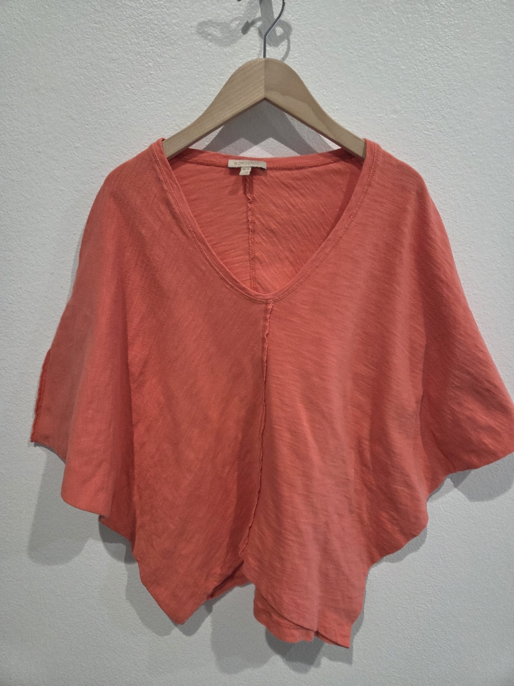 Anthropologie Bordeaux Coral V-Neck Draped Tunic Top XS